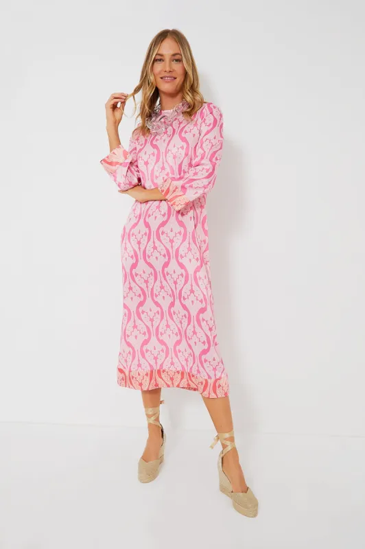 Pink Geometric Hayes Midi Dress sold by Tuckernuck