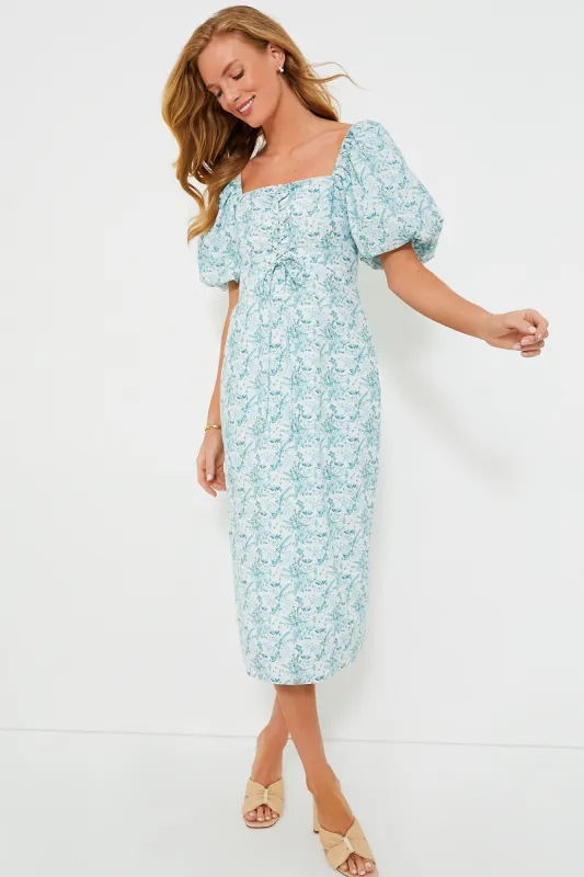 Teal Floral Lace-Up Lila Midi Dress made by Tuckernuck