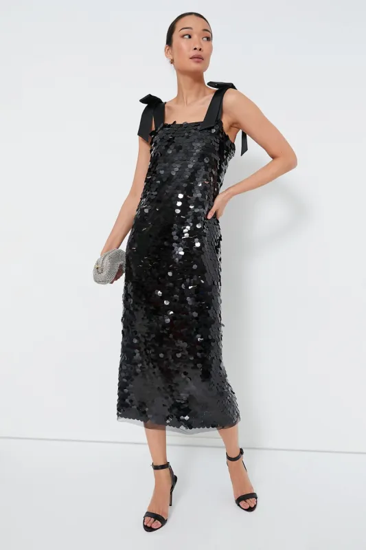 Jet Black Sequin Roxy Dress sold by Tuckernuck