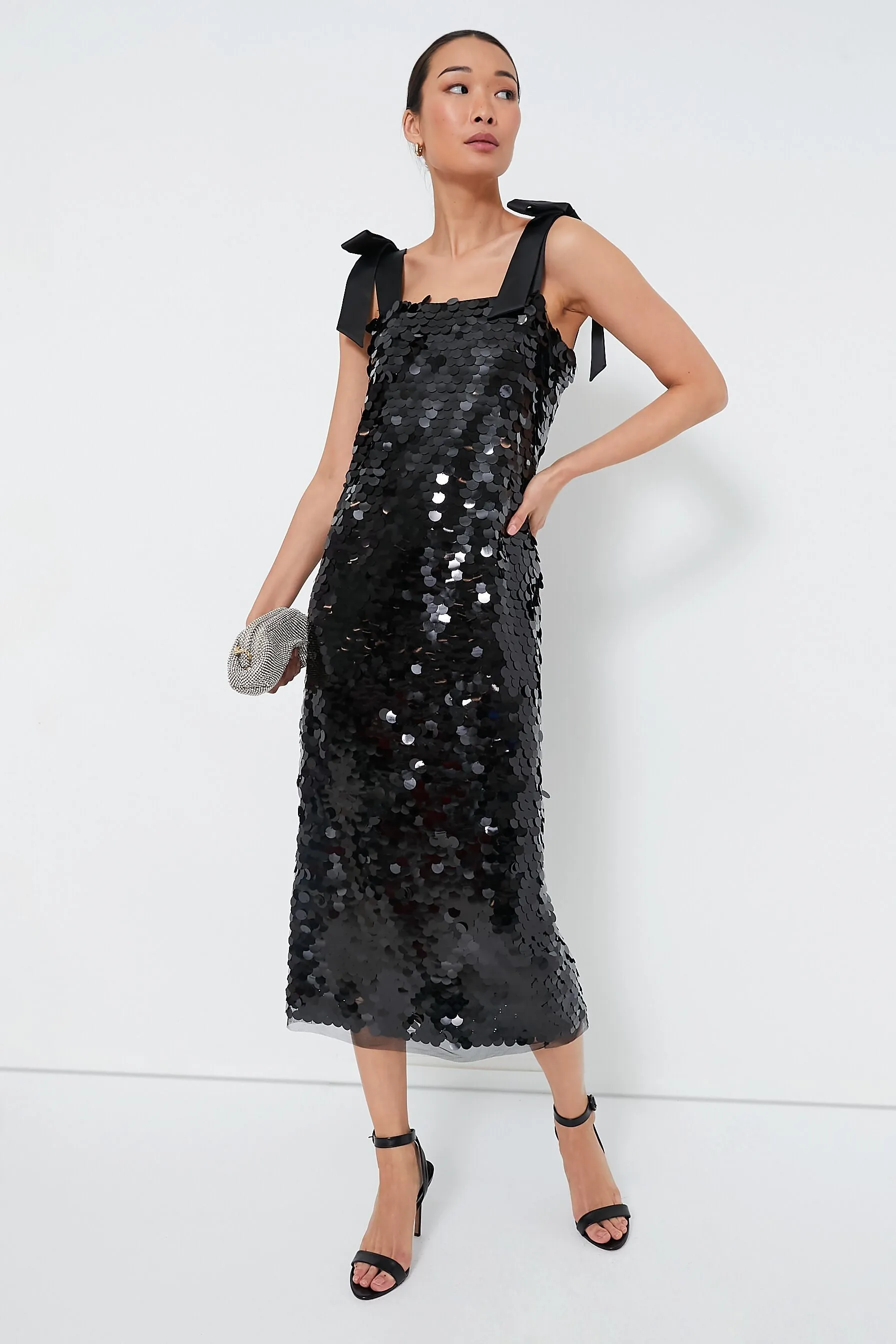 Jet Black Sequin Roxy Dress sold by Tuckernuck