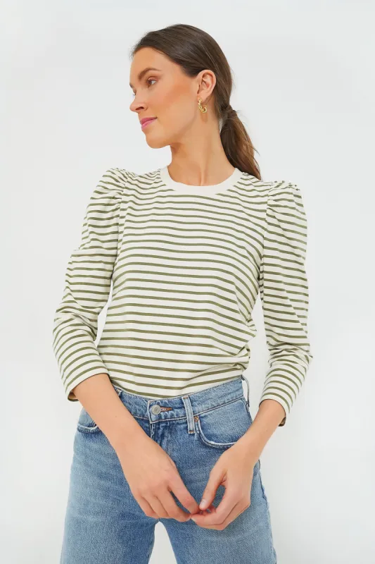 Olive Striped Vesty Long Sleeve Crewneck made by Pomander Place
