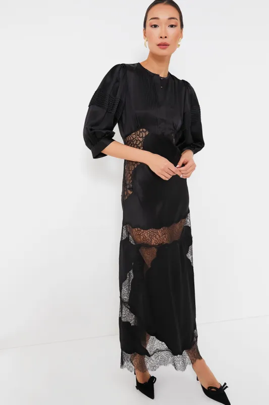 Black Charmeuse Lace Bias Dress sold by Tuckernuck