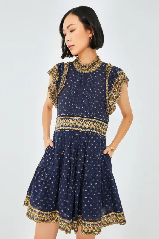 Navy Arlita Print Flutter Sleeve Tunic Dress sold by Tuckernuck