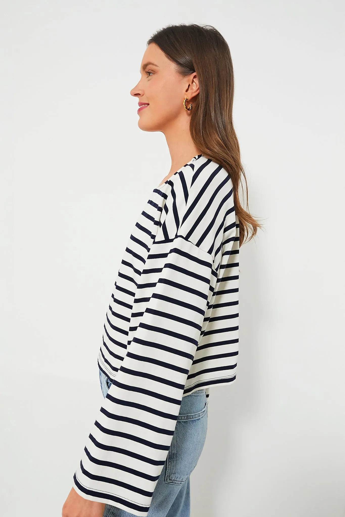 Navy Stripe Dionne Cotton Shirt sold by Tuckernuck product image thumbnail 3