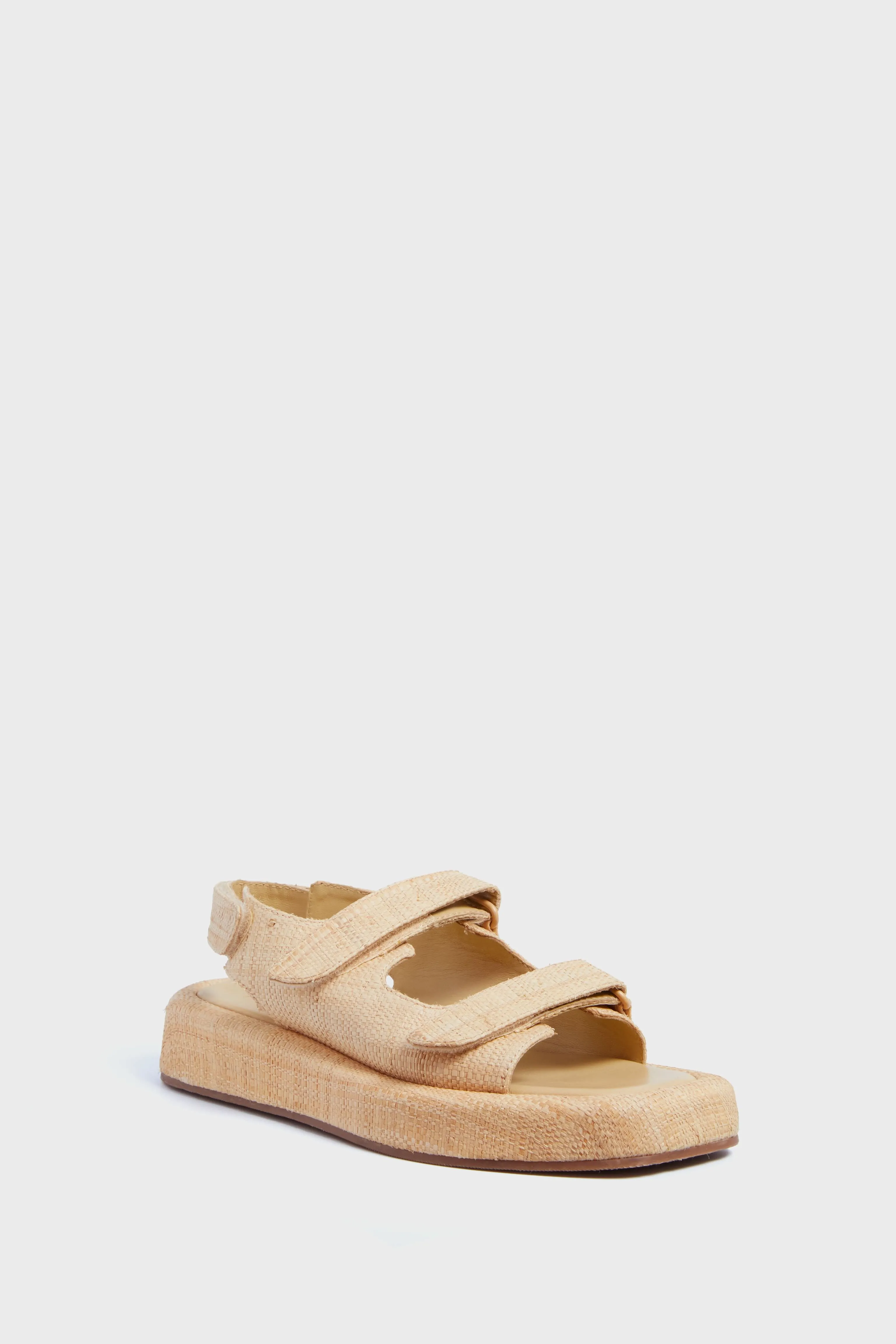 Natural Straw Blaise Two Band Platform Sandal sold by Tuckernuck