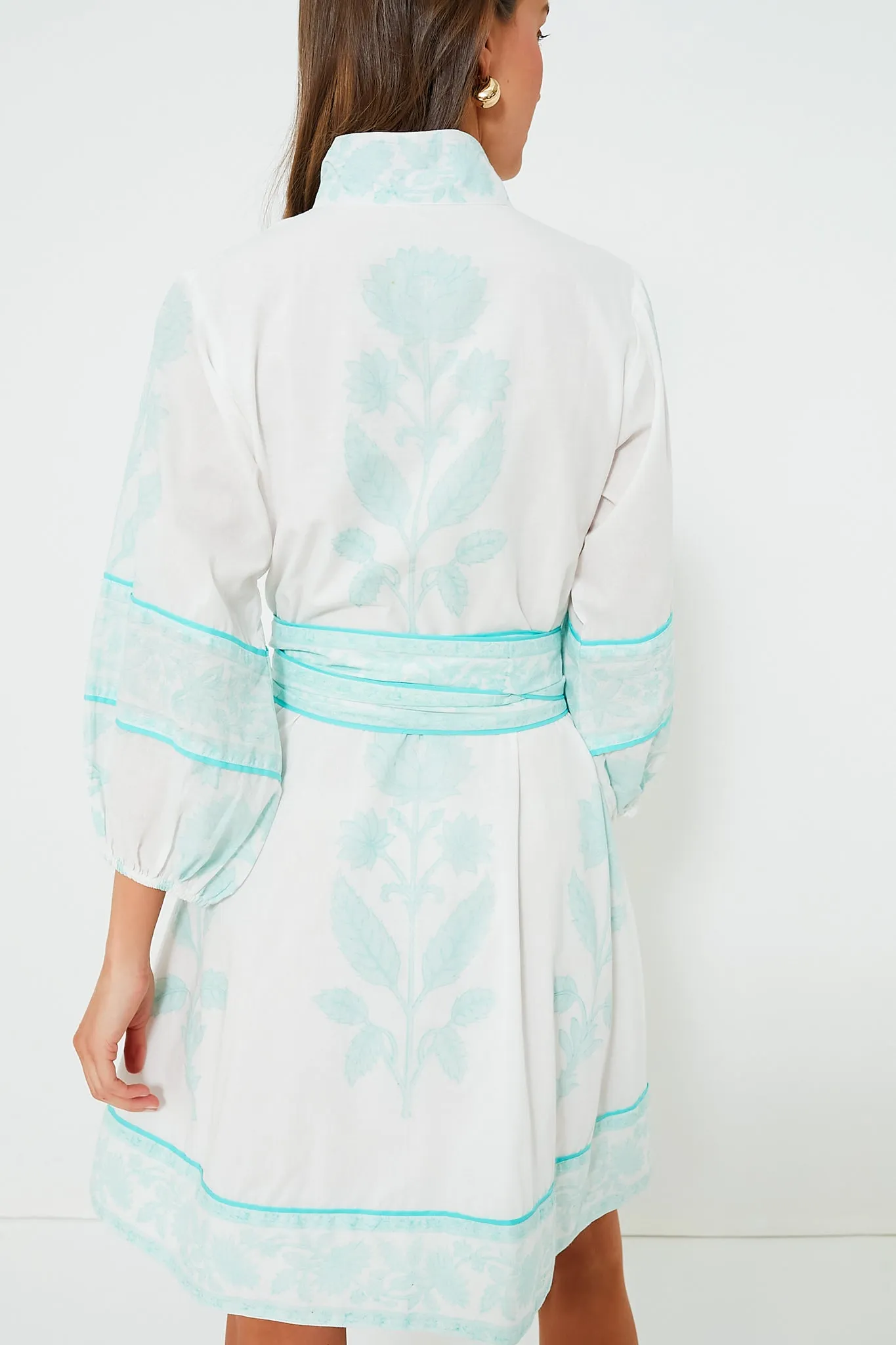 Exclusive Light Turquoise Flounce Shorty Dahlia Print Mini Dress sold by Tuckernuck product image thumbnail 5