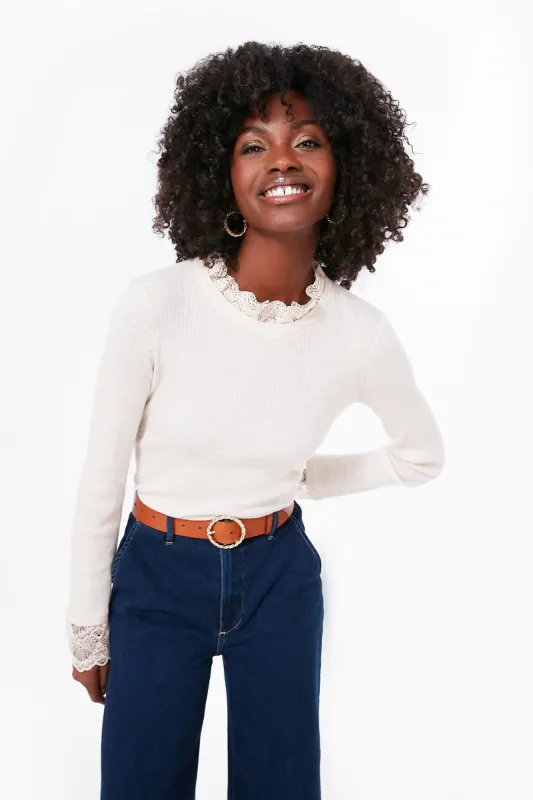 Cream Lace Rosemary Top sold by Tuckernuck