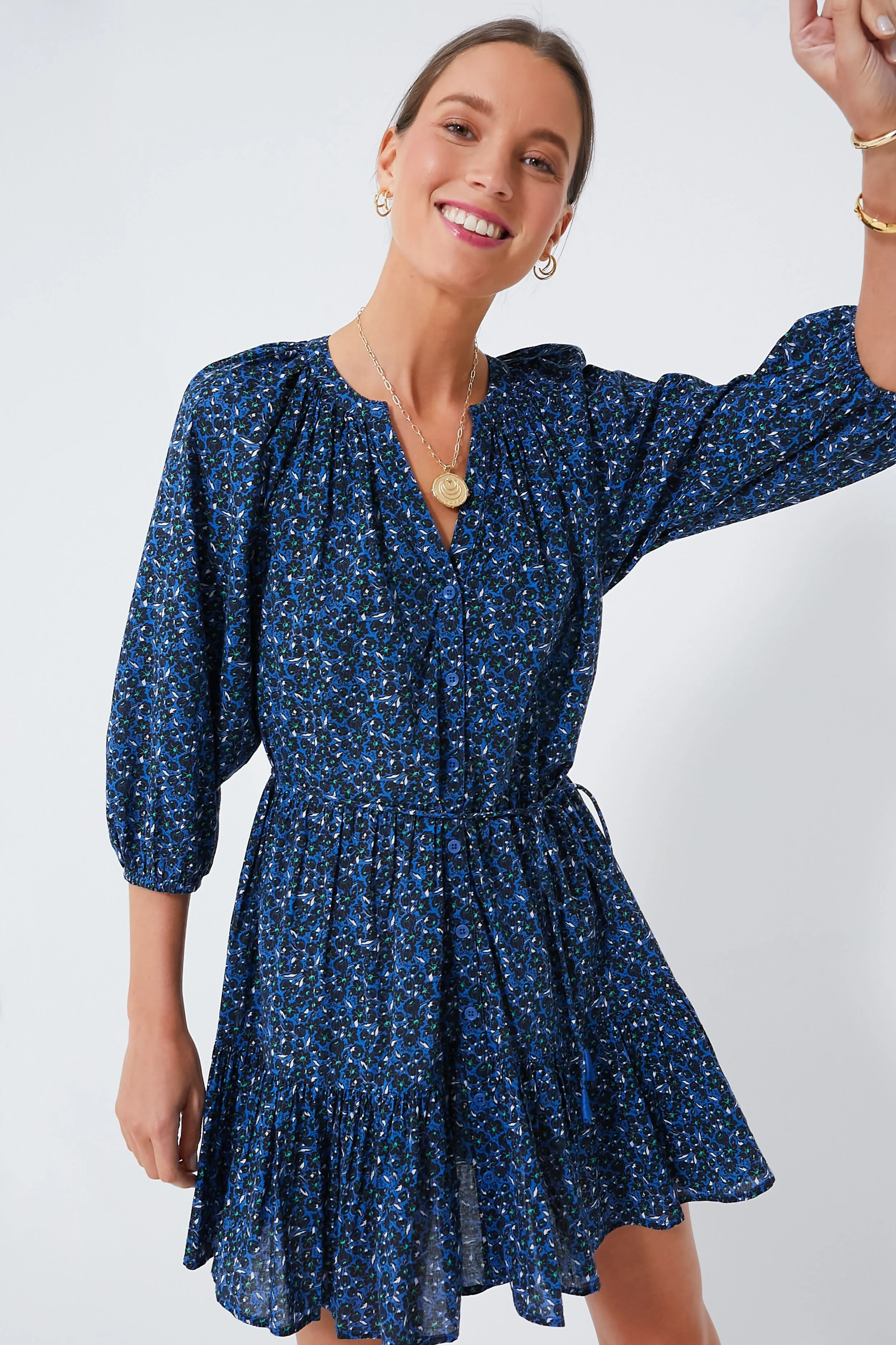 Spagliato Floral Blue Mini Mitte Dress sold by Tuckernuck product image thumbnail 2