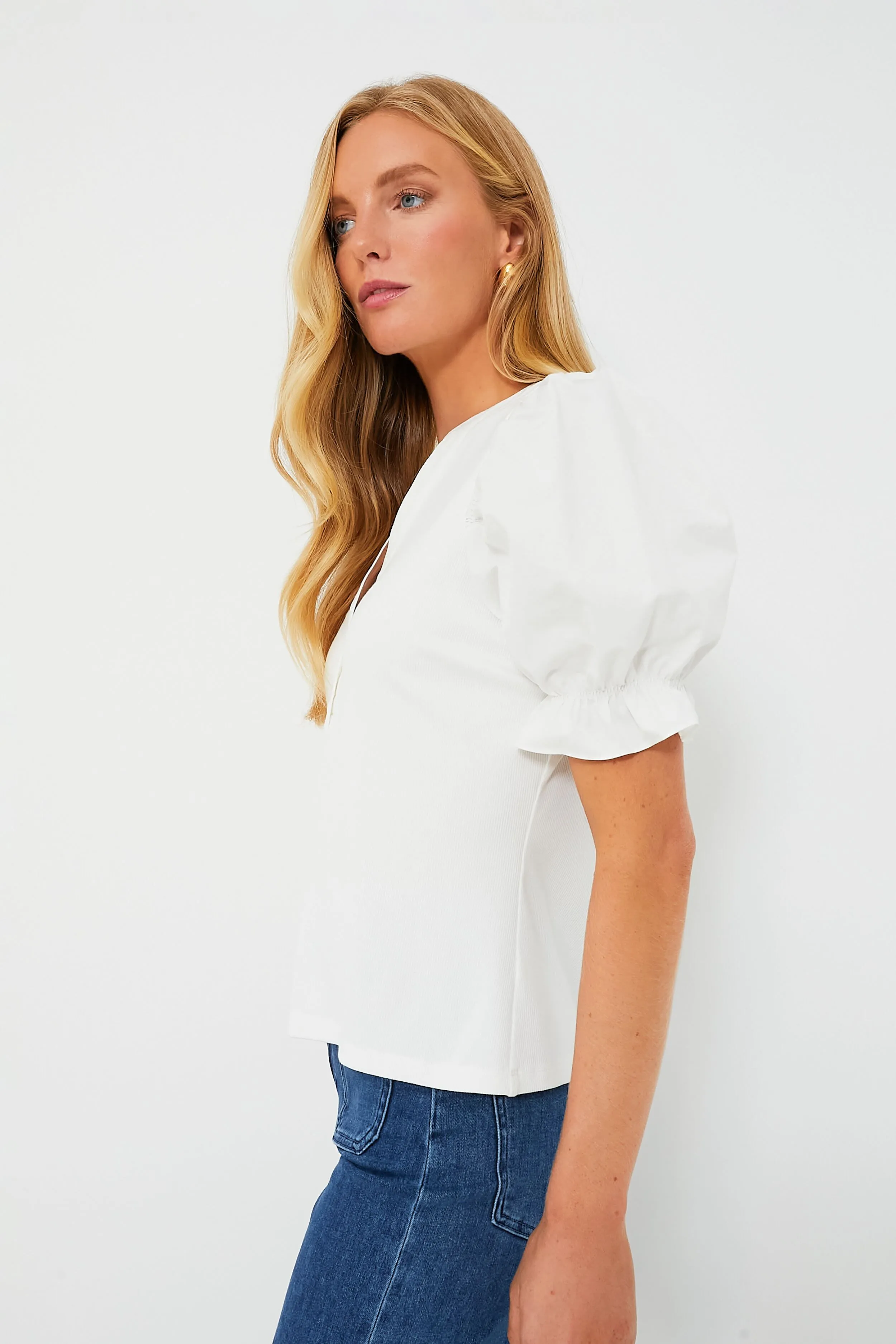 White Livia Puff Sleeve Top sold by Tuckernuck product image thumbnail 3