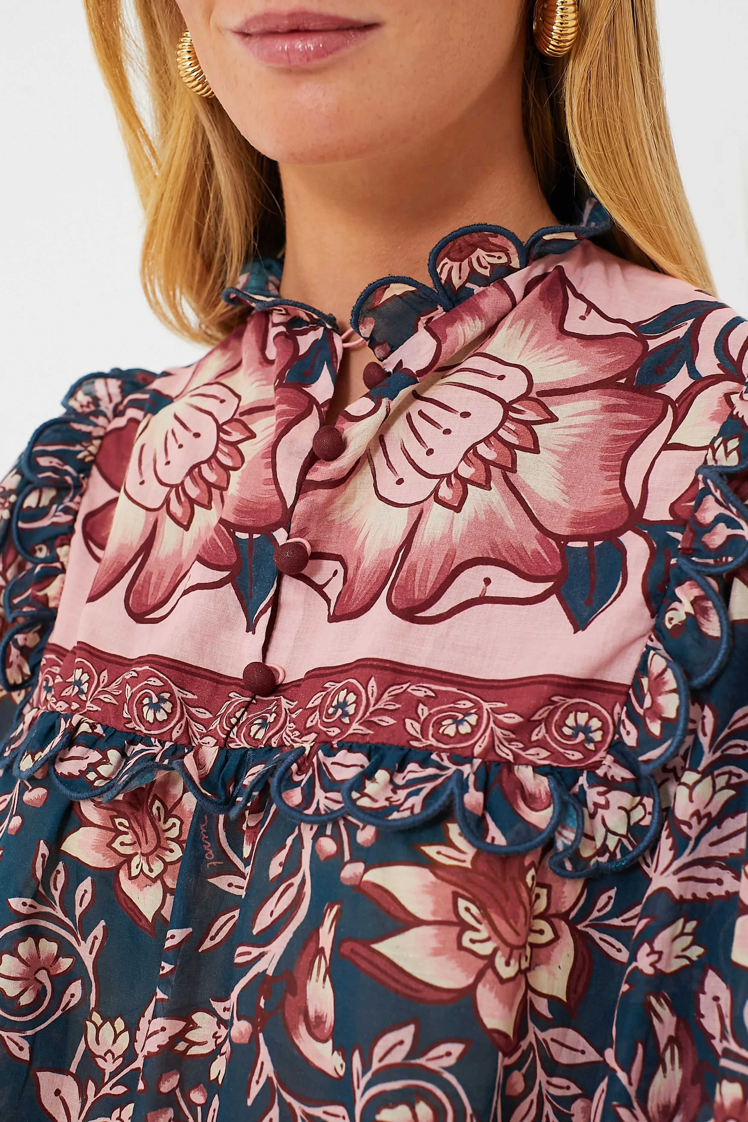 Teal Ainika Charm Long Sleeve Blouse sold by Tuckernuck product image thumbnail 5