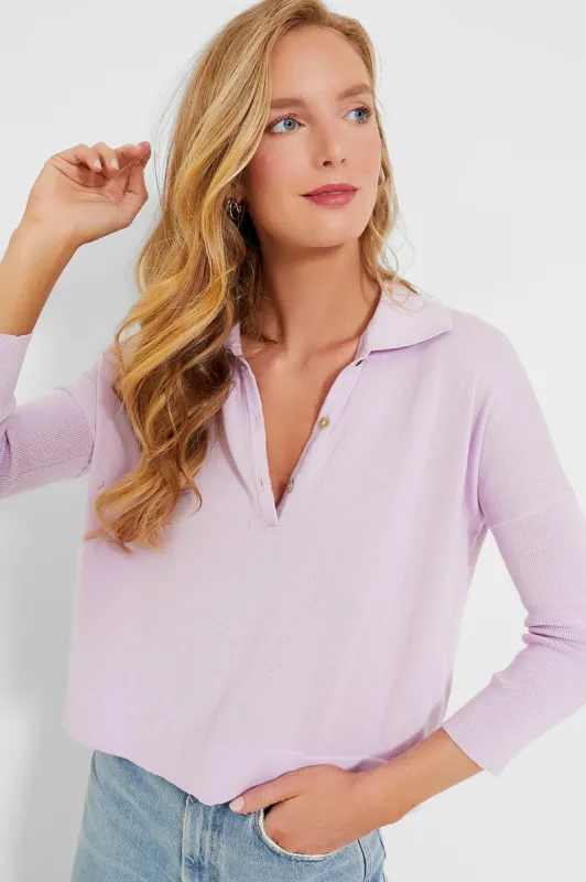Lilac Clayton Long Sleeve Knit Polo sold by Tuckernuck
