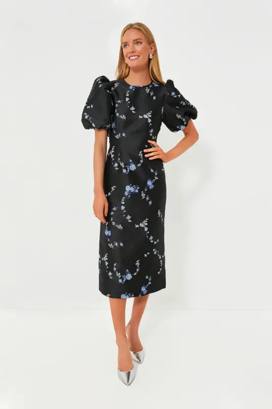 Black 3D Jacquard Open Back Midi Dress sold by Tuckernuck