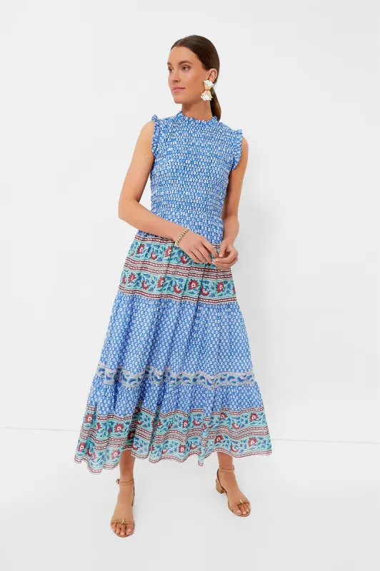 Campania Blue Sleeveless Smocked Maxi Dress made by Tuckernuck