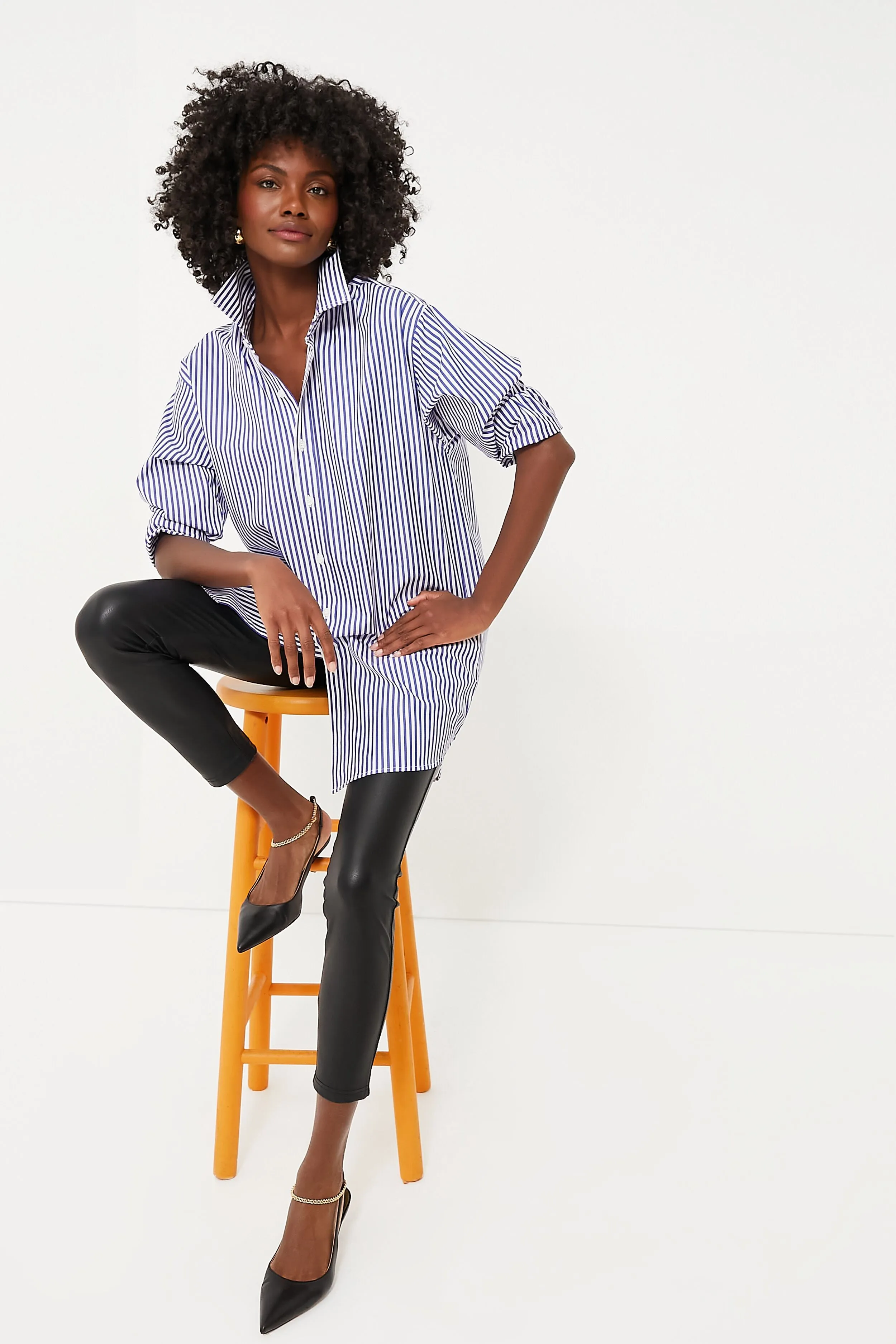 Navy Stripe Oversized Shirt sold by Tuckernuck product image thumbnail 5