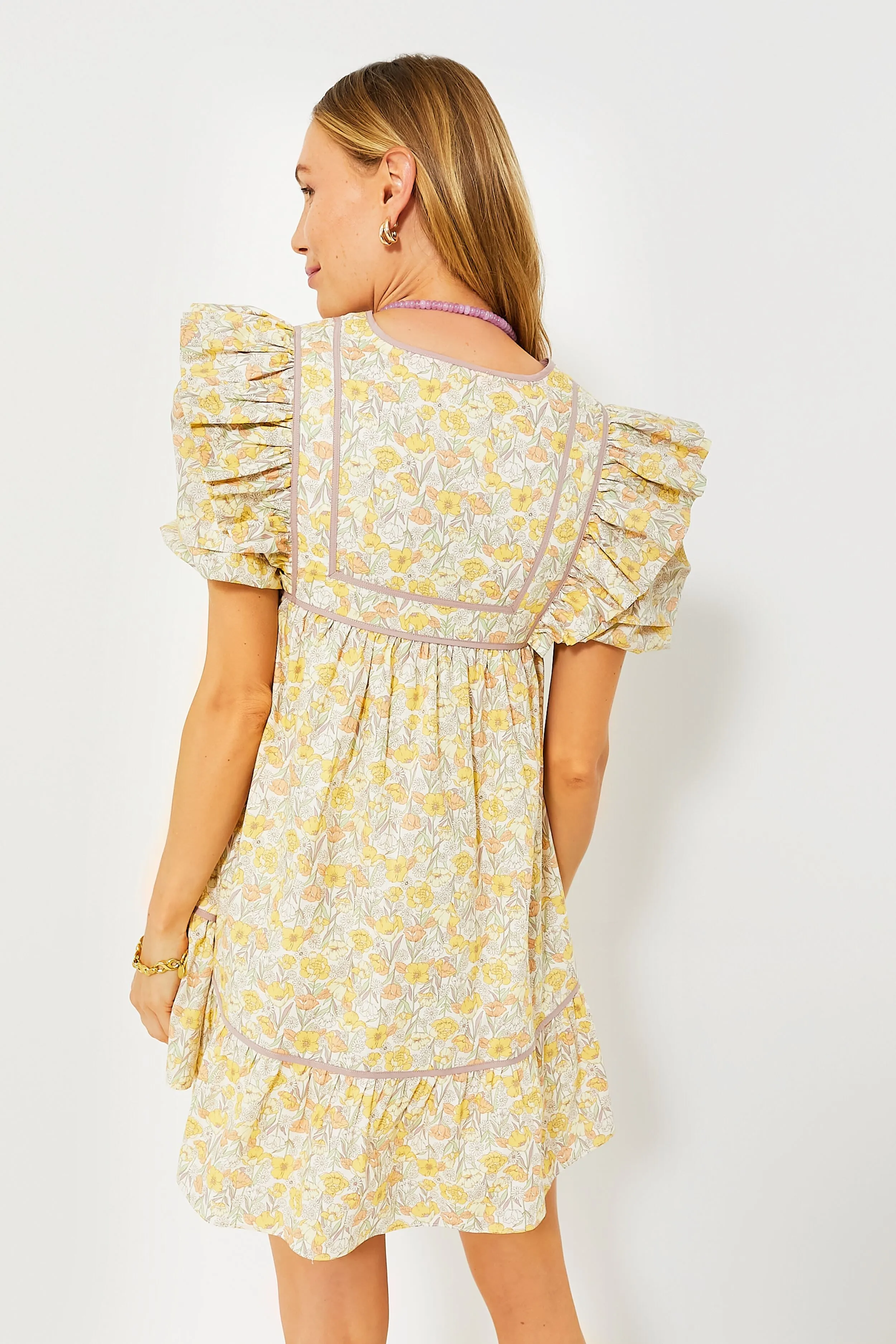 Yellow Floral Ruffled Rosaleigh Mini Dress sold by Tuckernuck product image thumbnail 4