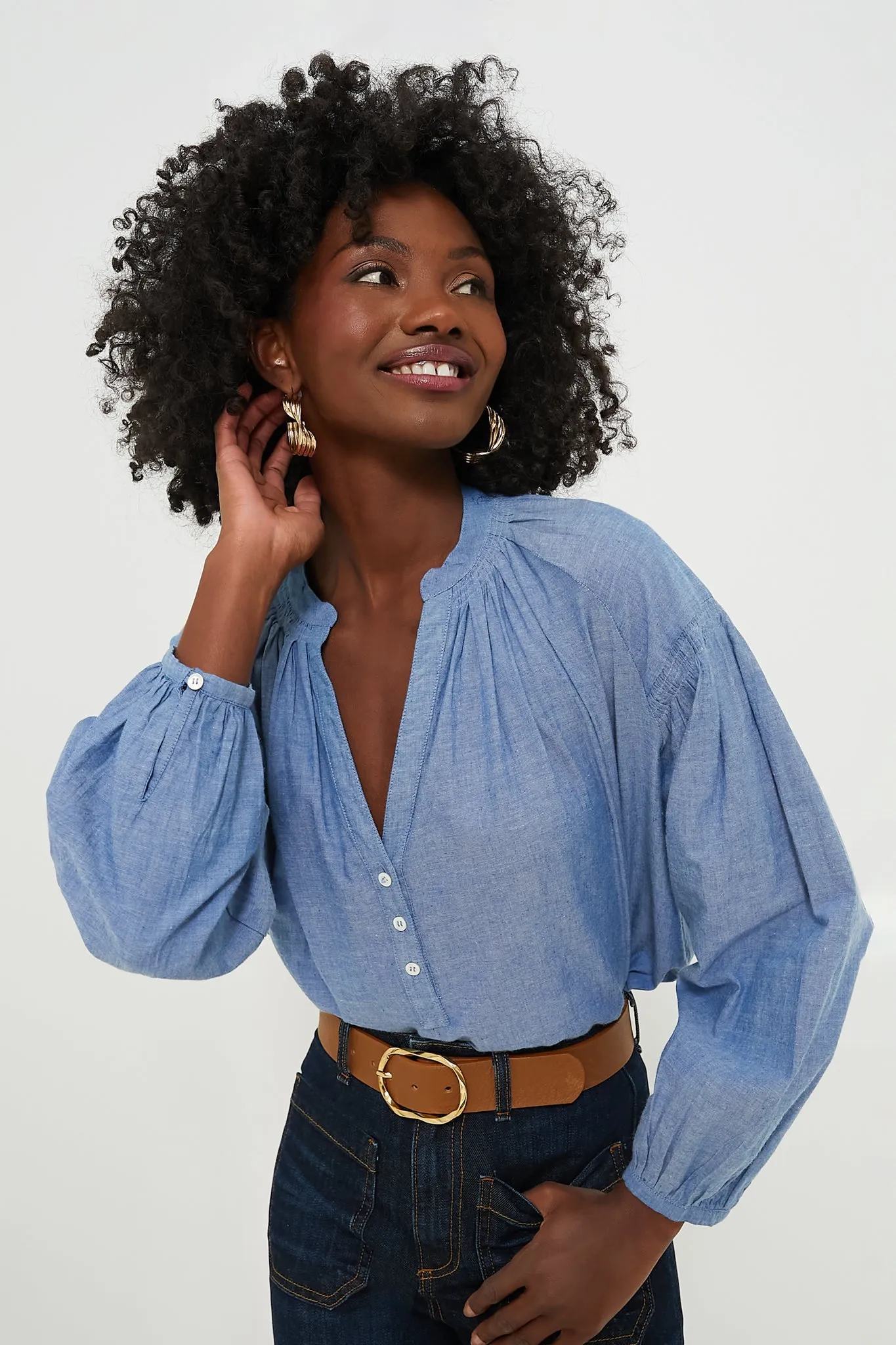 Chambray Nipoa Button Blouse sold by Tuckernuck