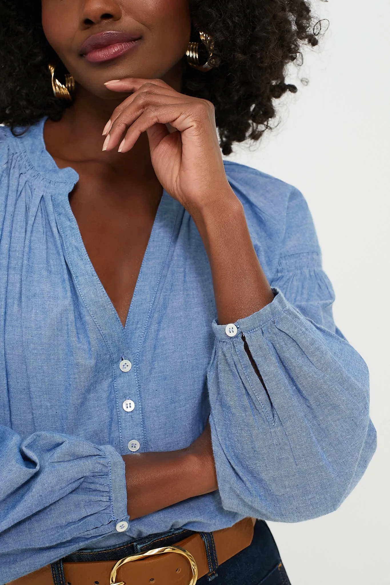 Chambray Nipoa Button Blouse sold by Tuckernuck product image thumbnail 5