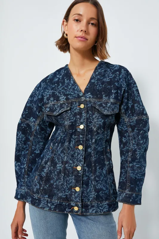 Mid Blue Stone Lazer Denim Shaped Sleeve Blazer sold by Tuckernuck