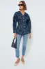 Mid Blue Stone Lazer Denim Shaped Sleeve Blazer sold by Tuckernuck