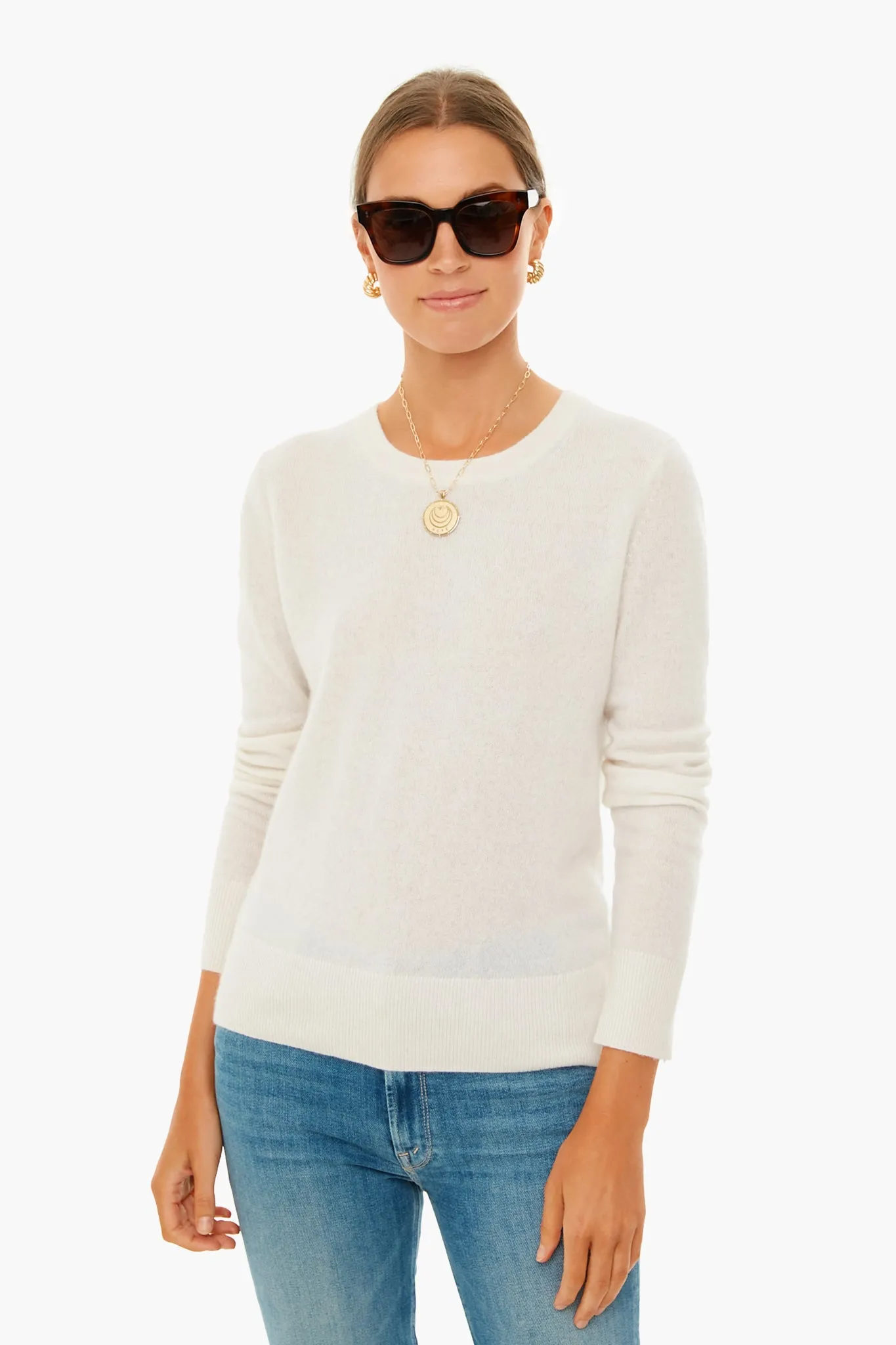 Soft White Cashmere Classic Crewneck Sweater sold by Tuckernuck