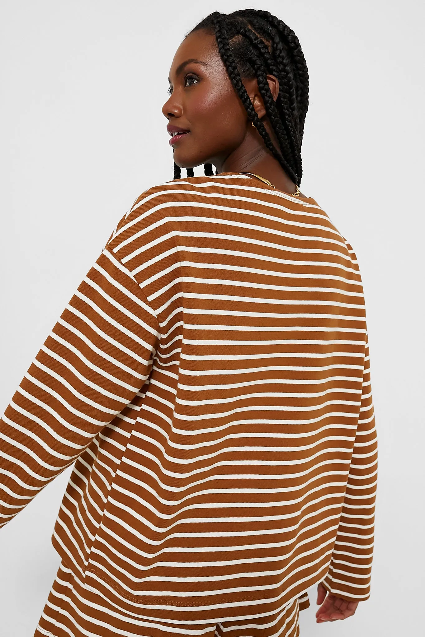 Mocha Stripe Heavyweight Knit Odelle Top sold by Tuckernuck product image thumbnail 4