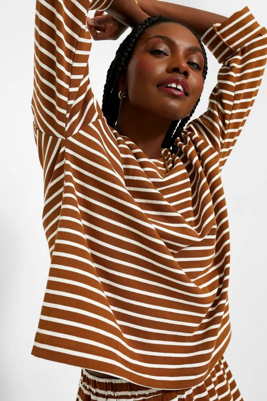 Mocha Stripe Heavyweight Knit Odelle Top sold by Tuckernuck
