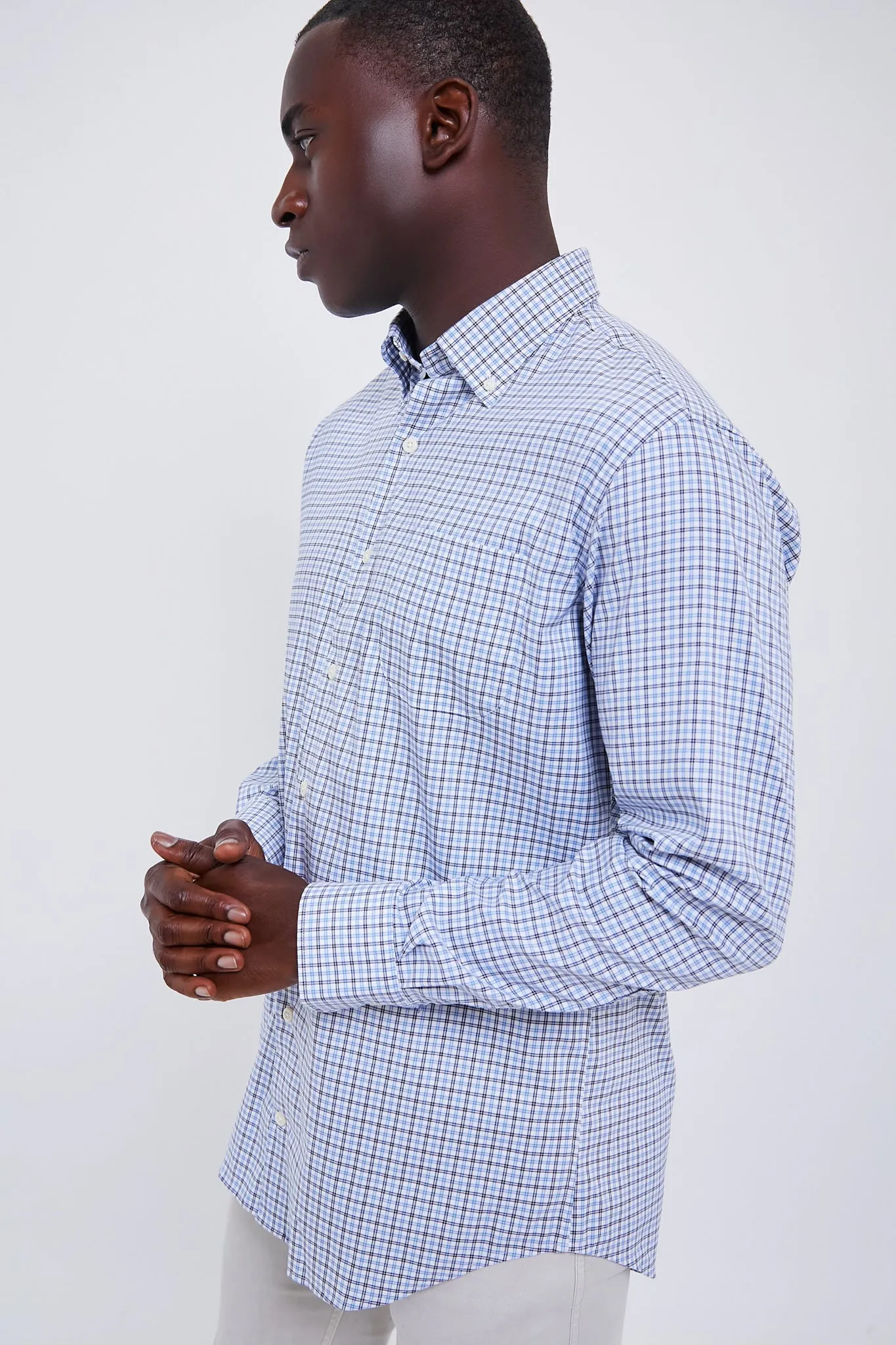 Navy Hamilton Crown Lite Cotton-Stretch Sport Shirt sold by Tuckernuck product image thumbnail 2