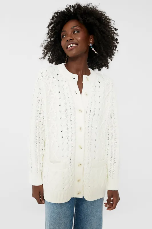 White Cotton Abigail Cardigan sold by Tuckernuck