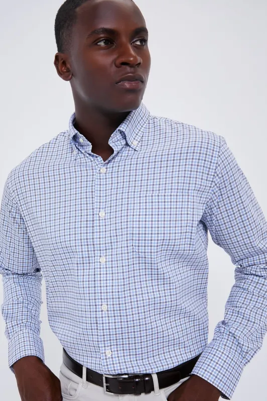 Navy Hamilton Crown Lite Cotton-Stretch Sport Shirt made by Peter Millar
