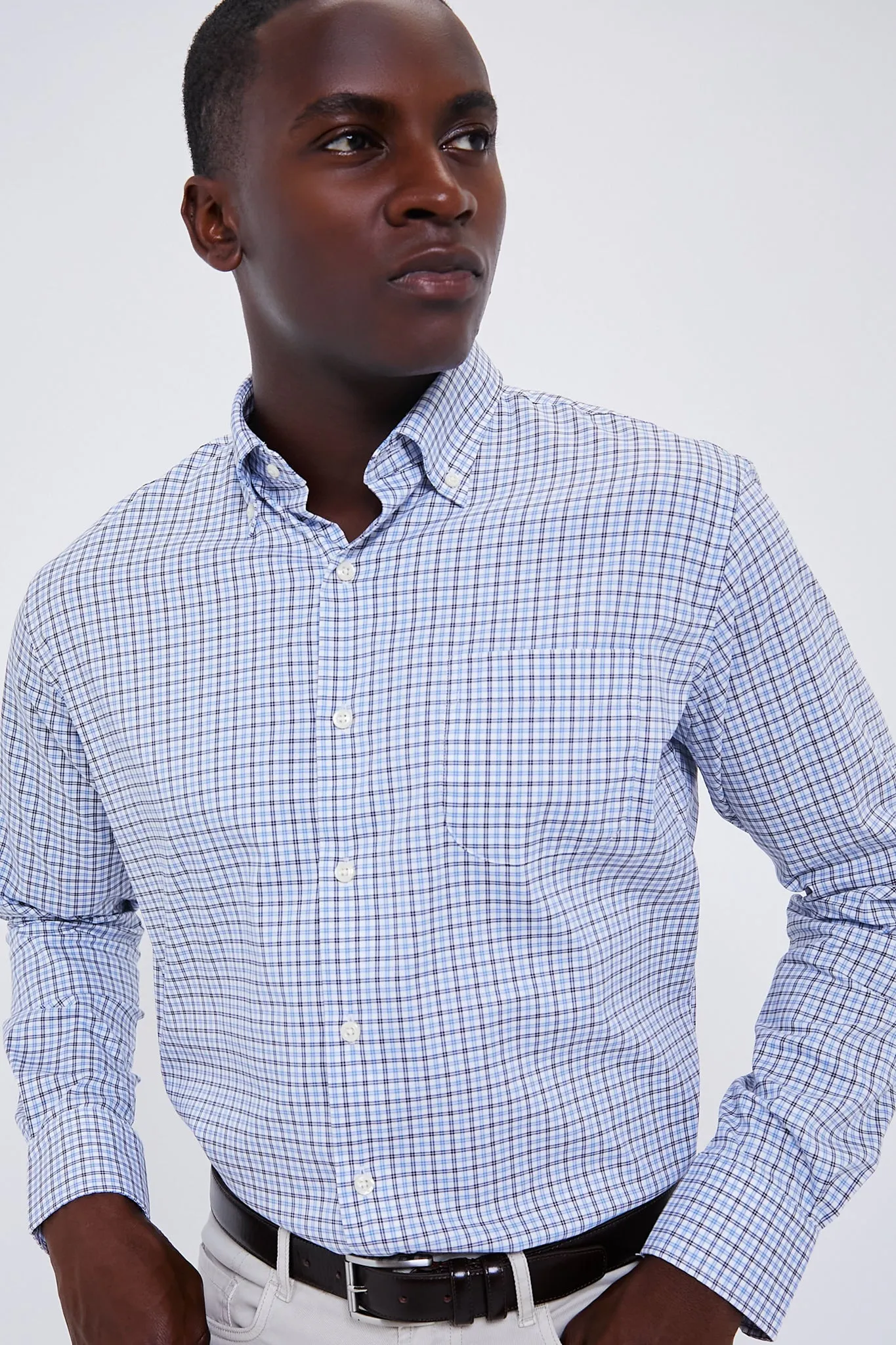Navy Hamilton Crown Lite Cotton-Stretch Sport Shirt sold by Tuckernuck