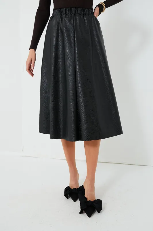 Black Vilma Vegan Leather Embossed Skirt sold by Tuckernuck