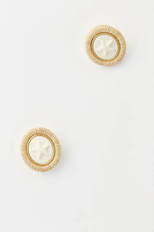 Raffia and Cream Ahoy Studs sold by Tuckernuck