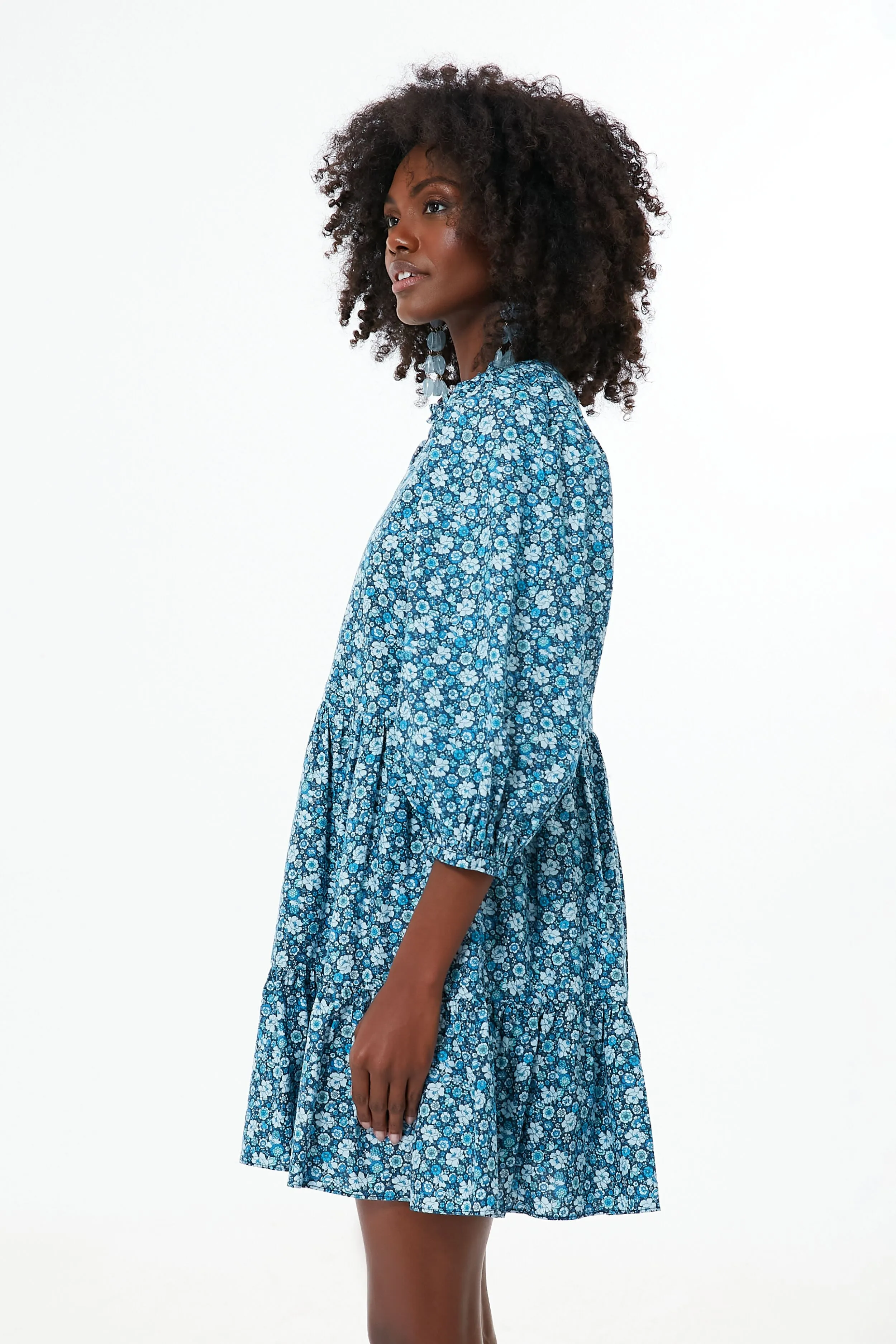 Blue Zip Front Flora Mini Dress sold by Tuckernuck product image thumbnail 4