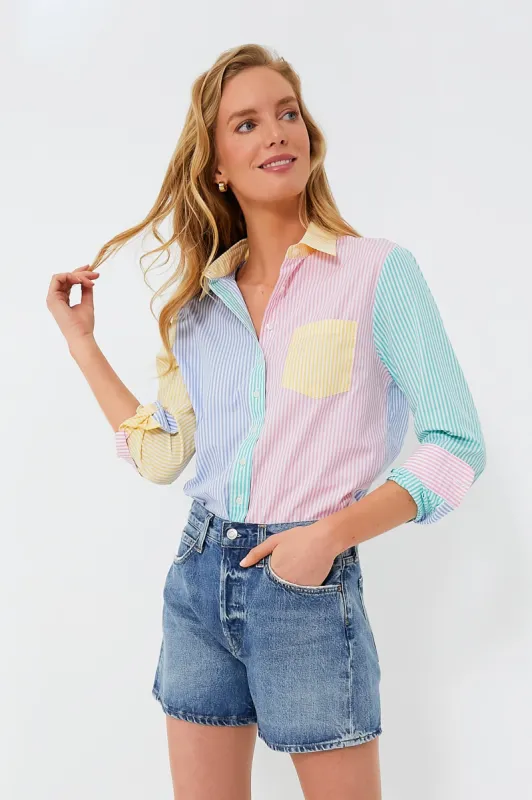 Bright Multi Stripe Boyfriend Shirt sold by Tuckernuck
