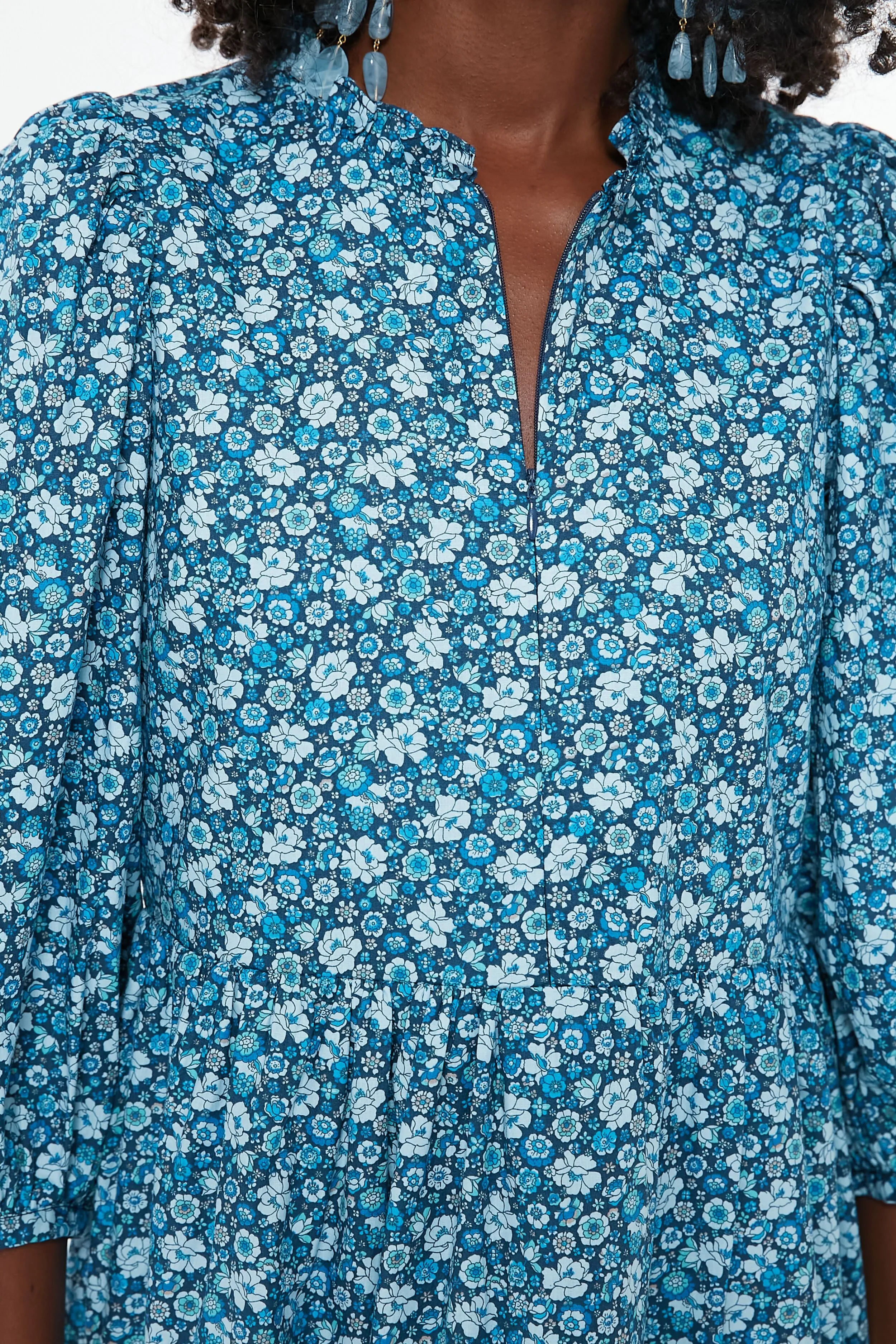 Blue Zip Front Flora Mini Dress sold by Tuckernuck product image thumbnail 2