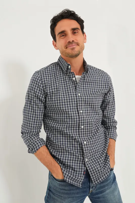 Navy White Check Movement Shirt made by Faherty