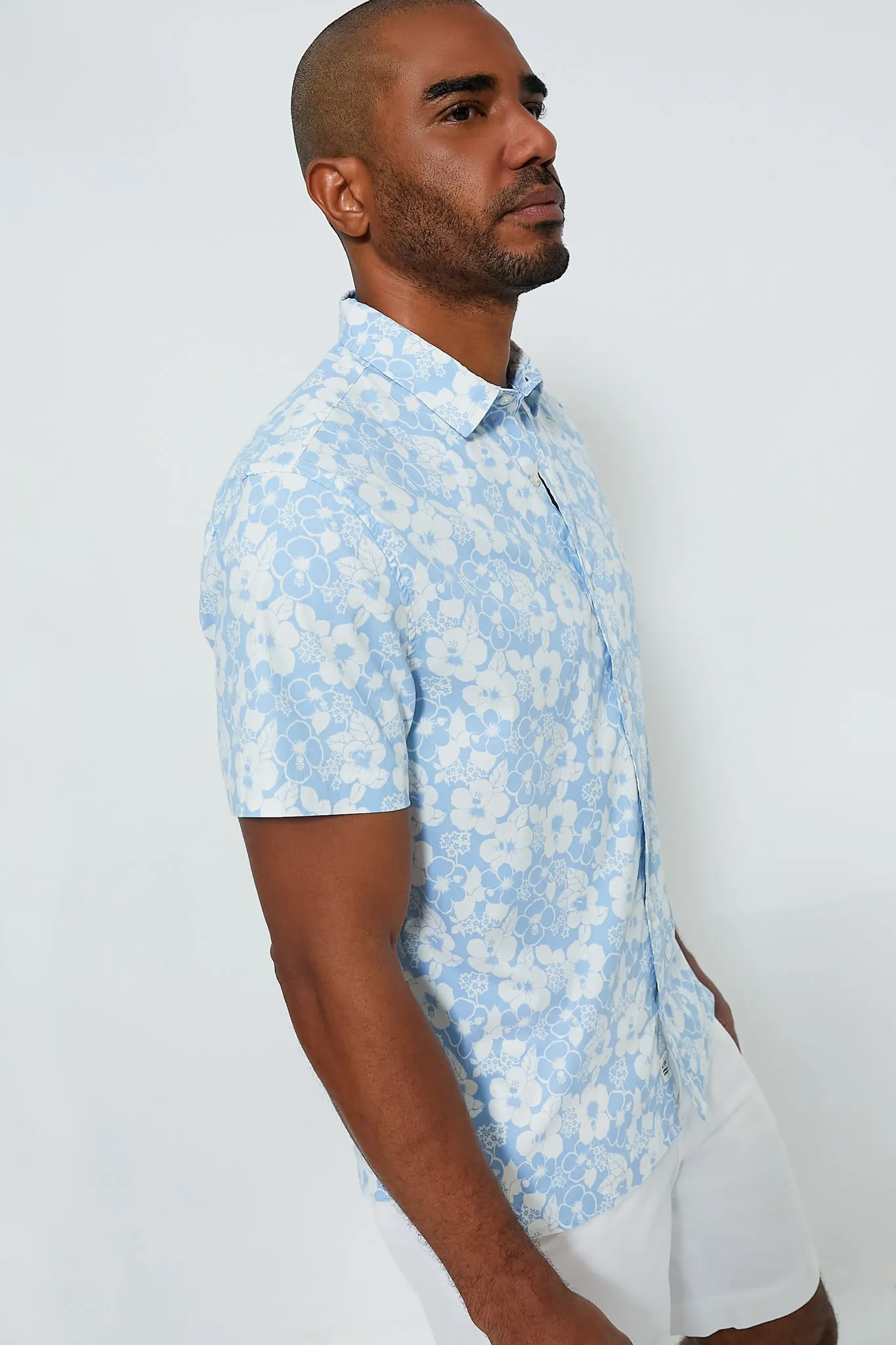 Light Blue Hibiscus Short Sleeve Windward Shirt sold by Tuckernuck product image thumbnail 3