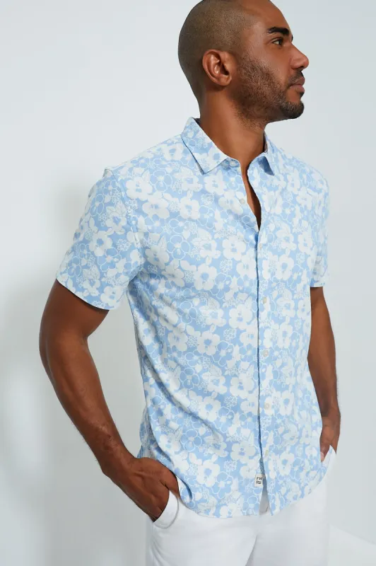 Light Blue Hibiscus Short Sleeve Windward Shirt sold by Tuckernuck