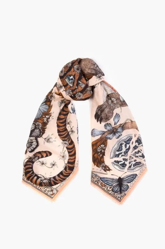 Peony Lion and Tiger's Tea Party Silk Neckerchief sold by Tuckernuck