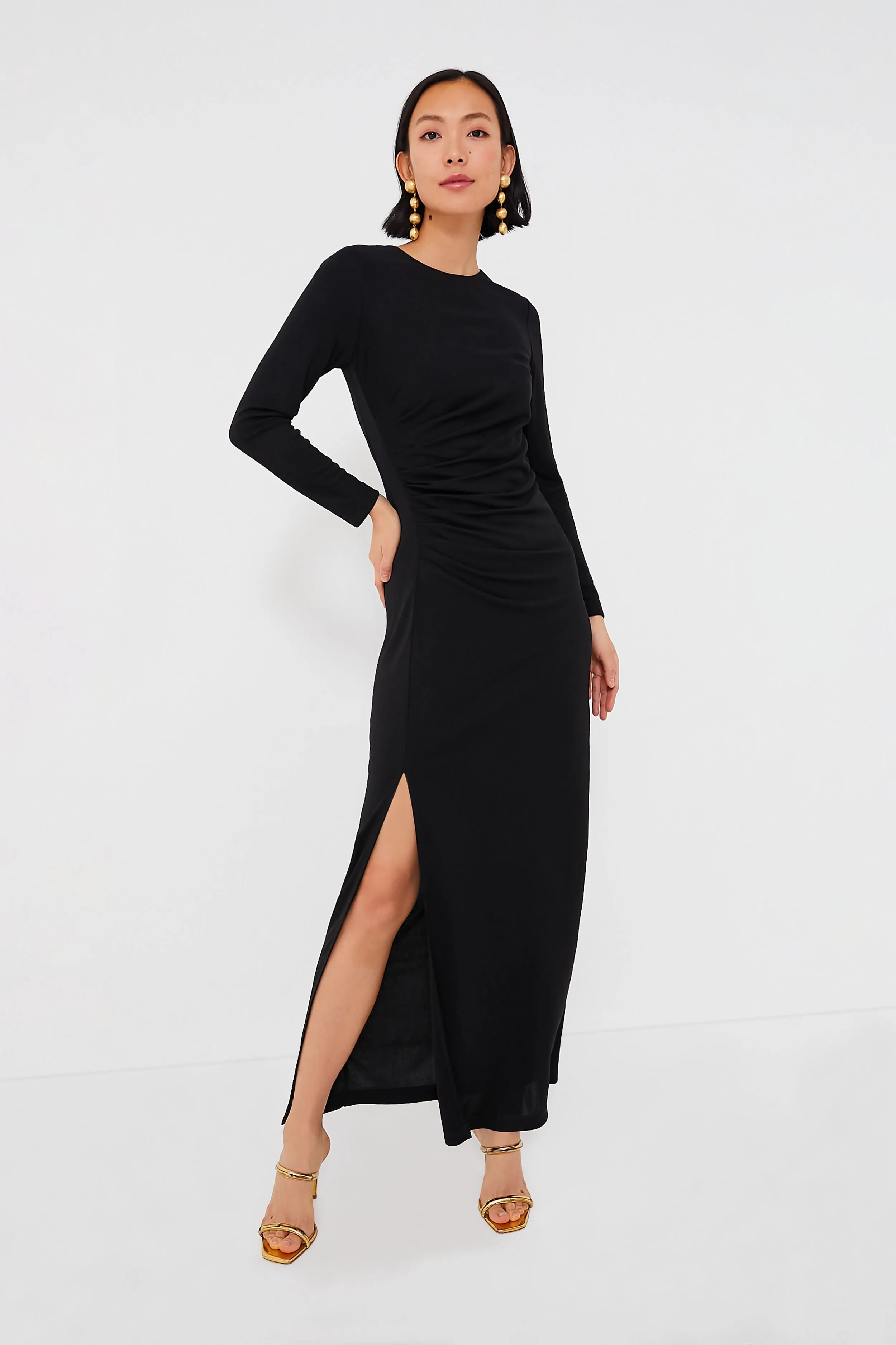 Black Ruched Nicole Dress sold by Tuckernuck