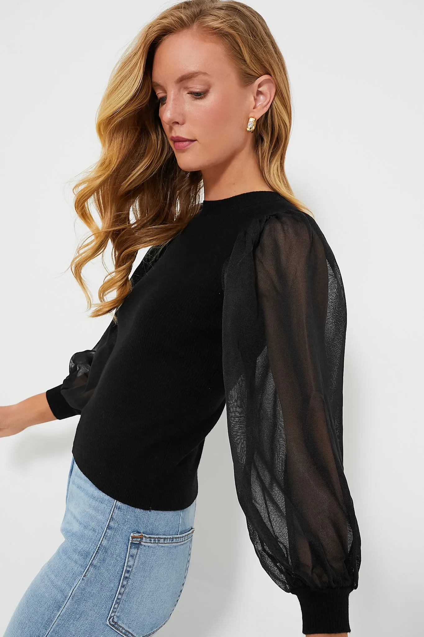 Black Knit Betsy Blouse sold by Tuckernuck product image thumbnail 3