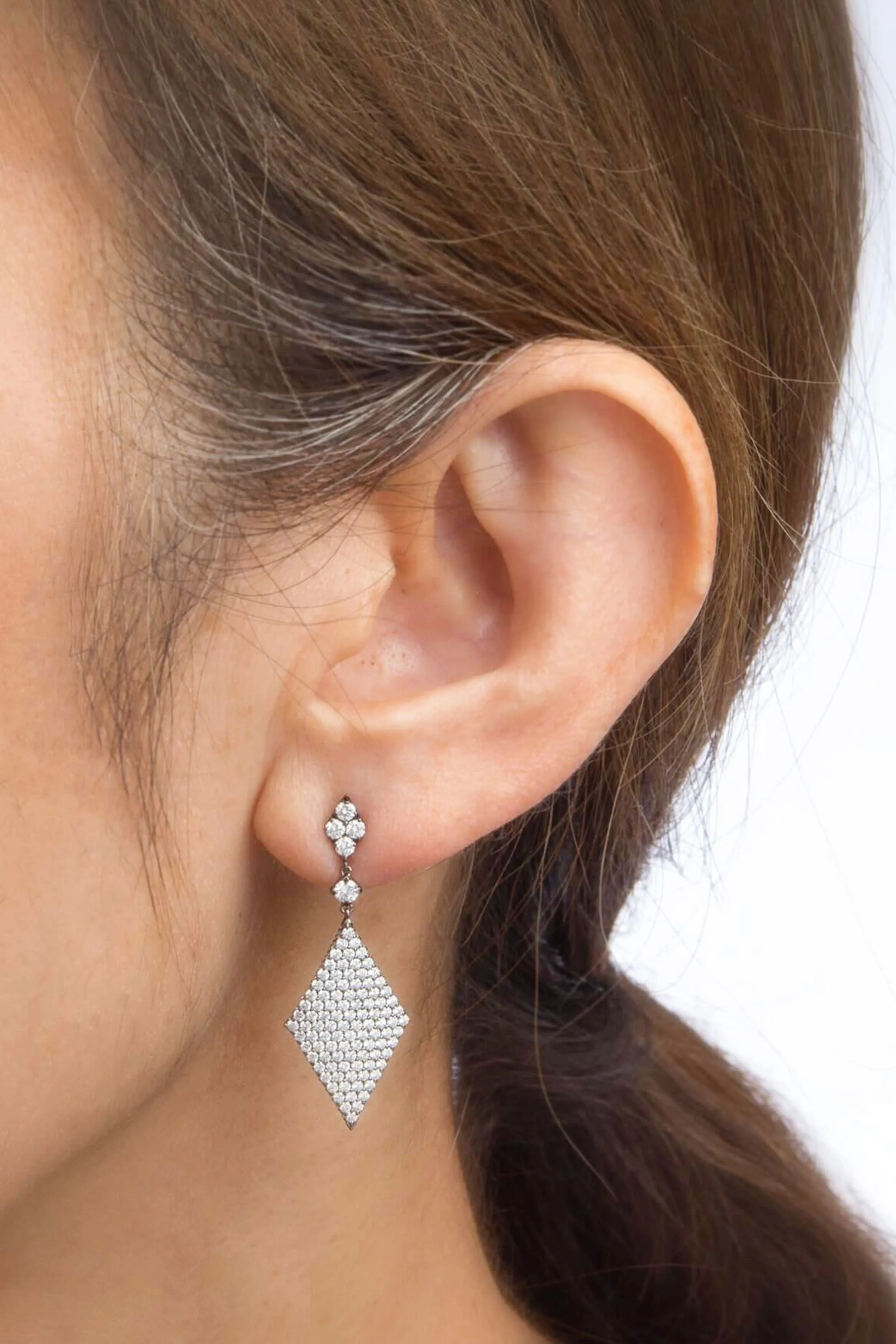 Diamond Triangle Pendant Drop Earrings 18k sold by Tuckernuck product image thumbnail 2