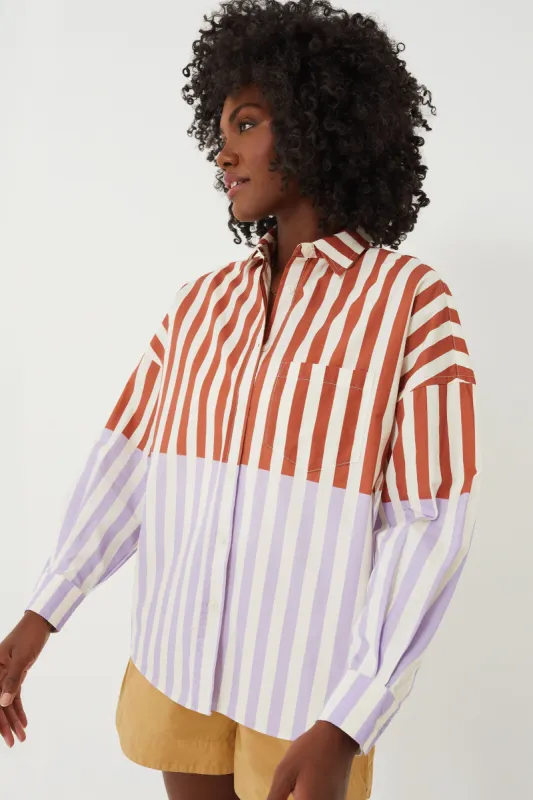 Rust and Light Violet Chiara Combination Stripe Shirt sold by Tuckernuck