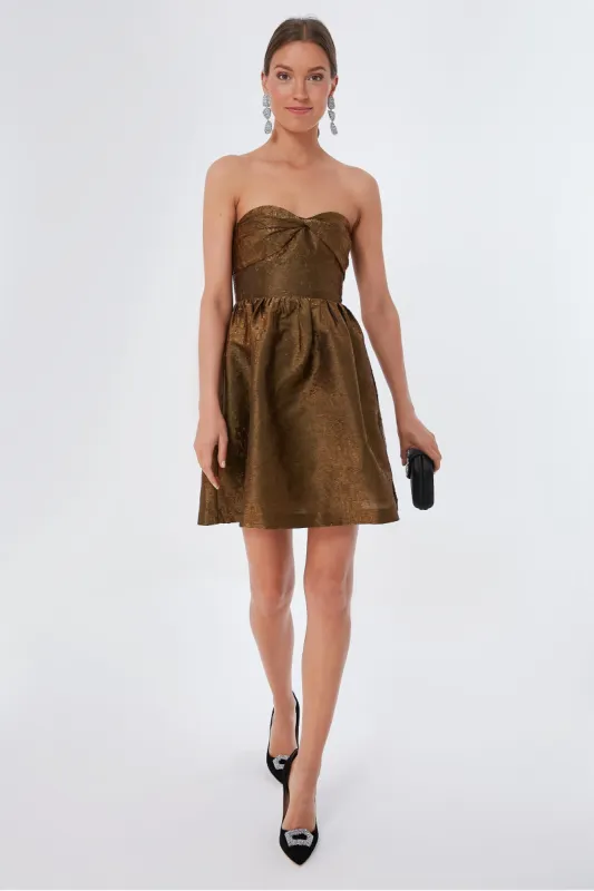 Bronze Jacquard Anastasia Mini Dress sold by Tuckernuck