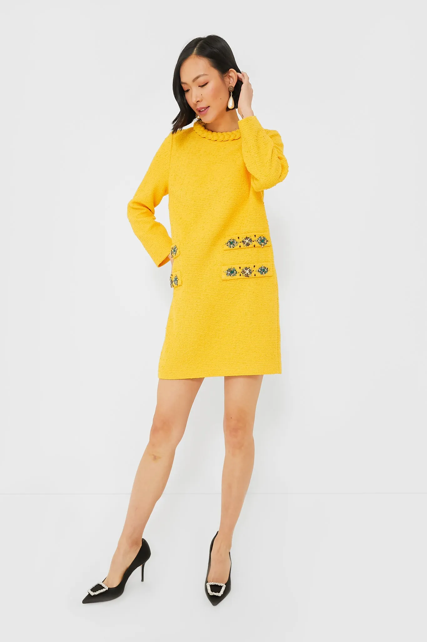 Marigold Tweed Long Sleeve Jackie Dress sold by Tuckernuck product image thumbnail 2