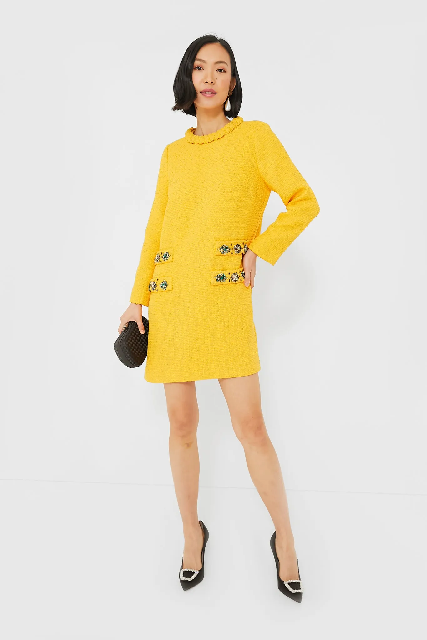Marigold Tweed Long Sleeve Jackie Dress sold by Tuckernuck