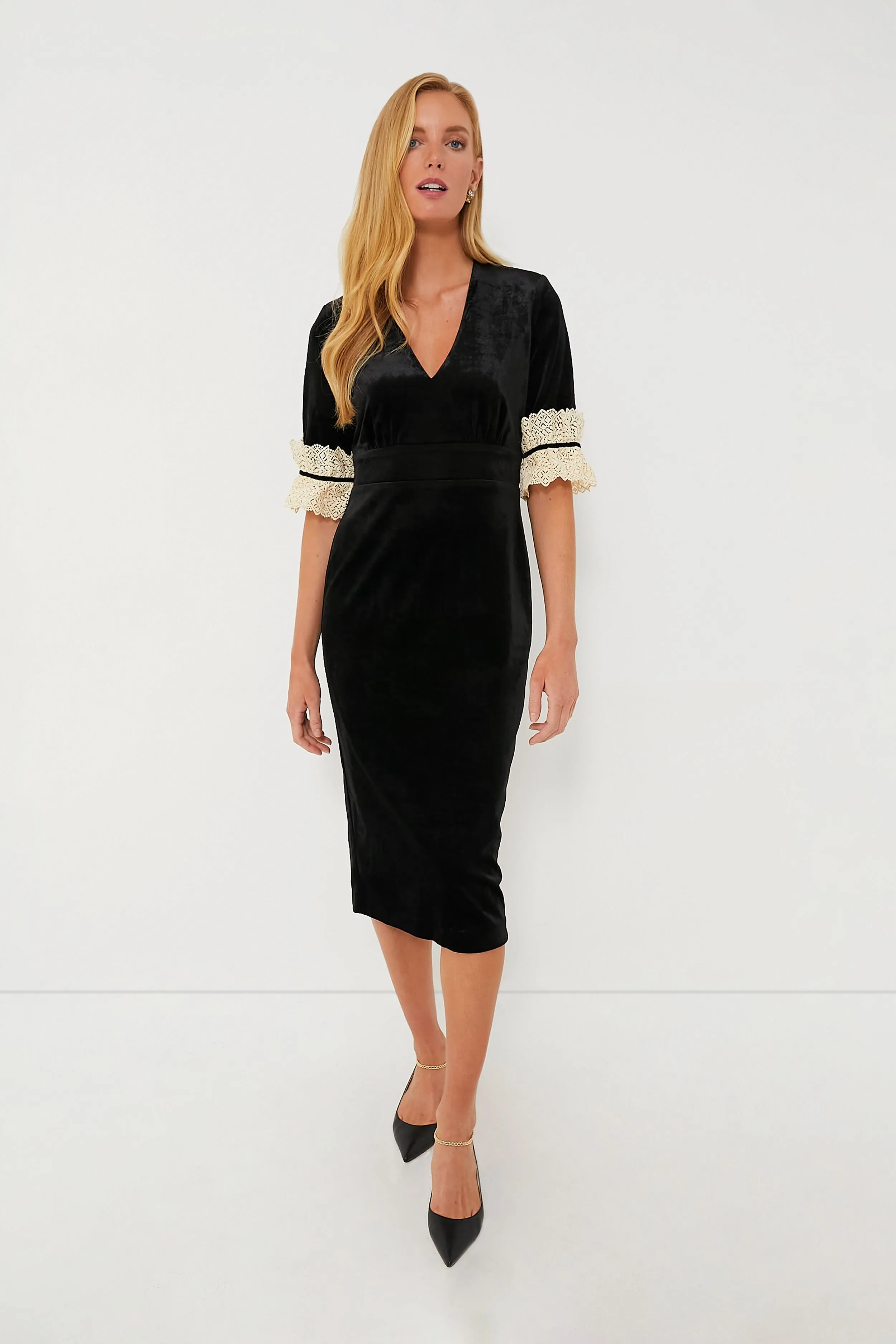 Black Velvet Odette Midi Dress sold by Tuckernuck