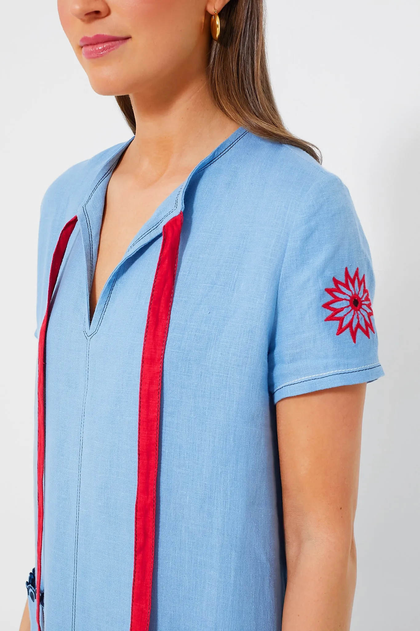 Blue Petra Embroidered Linen Maxi Dress sold by Tuckernuck product image thumbnail 5