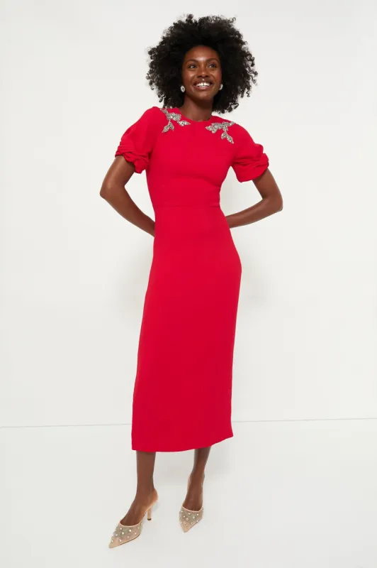 Pomegranate Embellished Short Sleeve Midi Dress sold by Tuckernuck