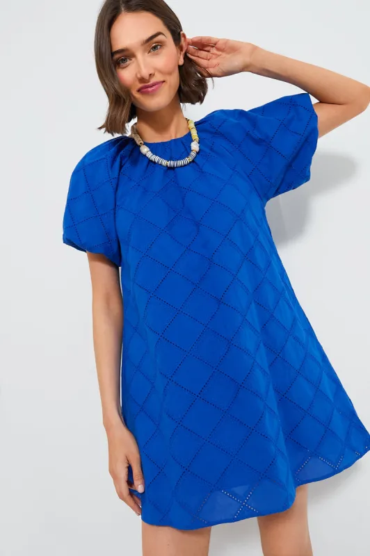 Royal Blue Eyelet Quincy Mini Dress sold by Tuckernuck